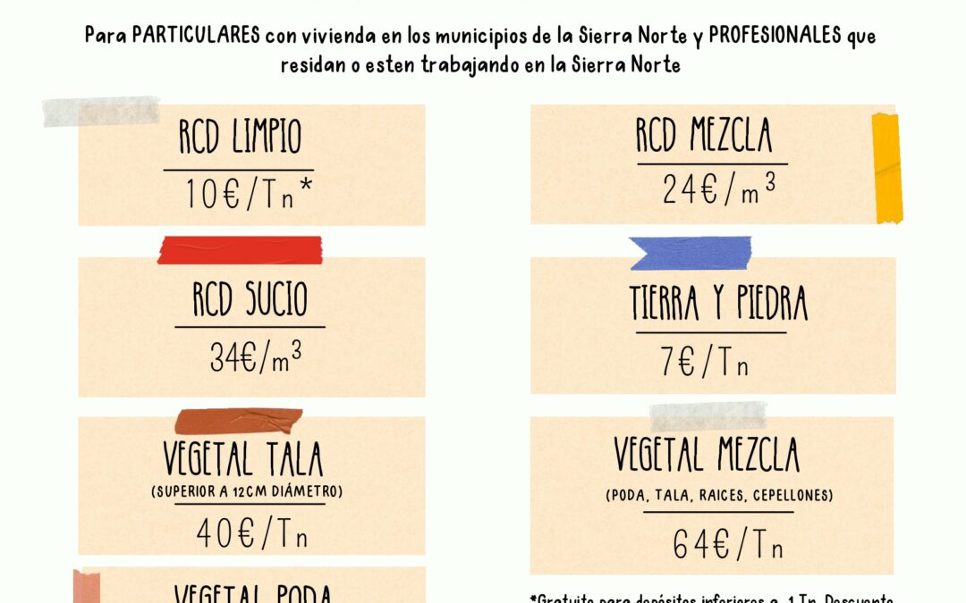 Nuevas tasas en la Planta RCD Buitrago de Lozoya a partir del 1 de junio