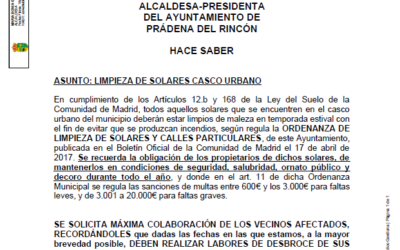 📢 RECORDATORIO – LIMPIEZA DE SOLARES Y PREVENCIÓN DE INCENDIOS